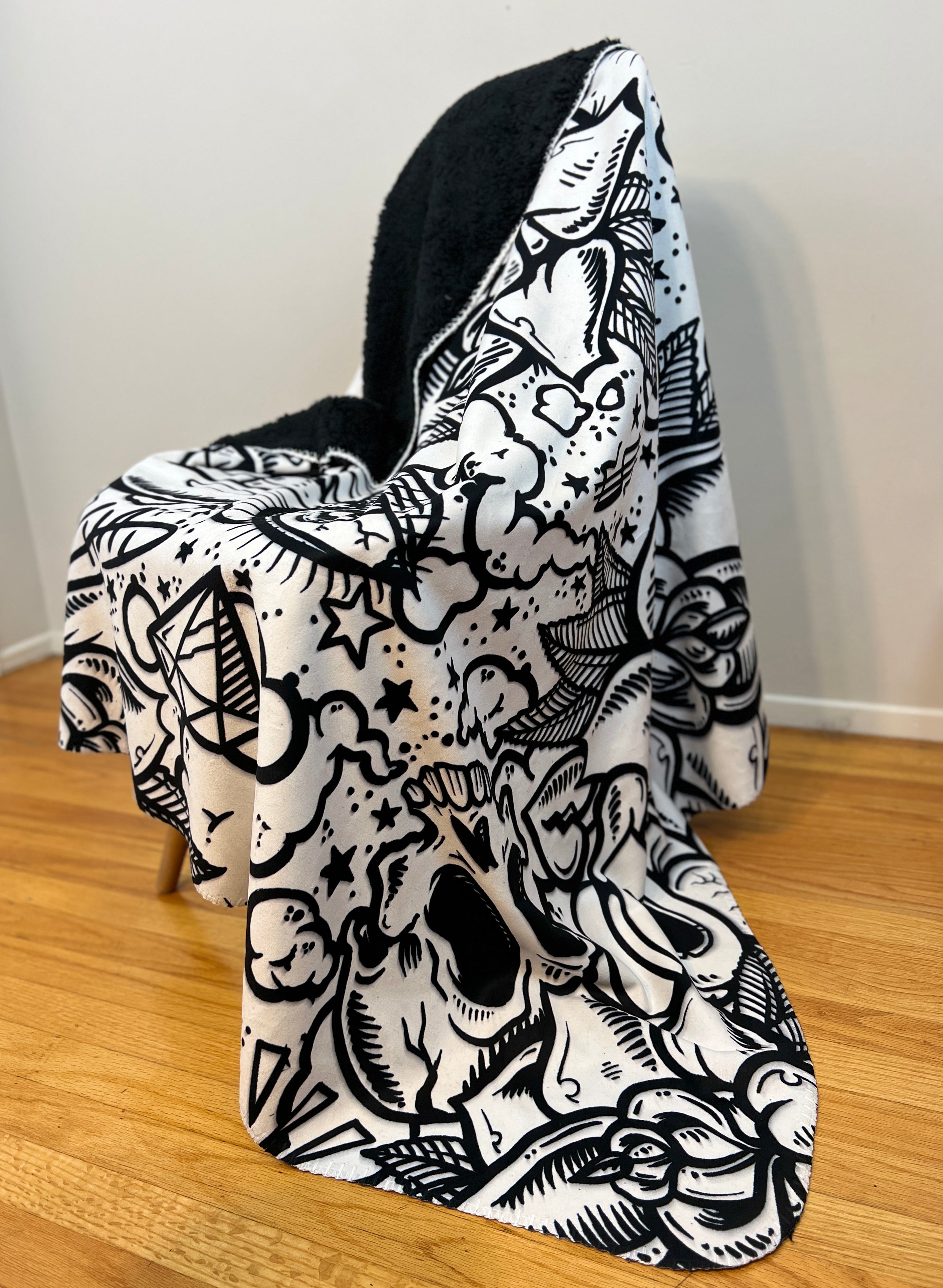 Two Tone - Premium Black Sherpa Blanket 50x60