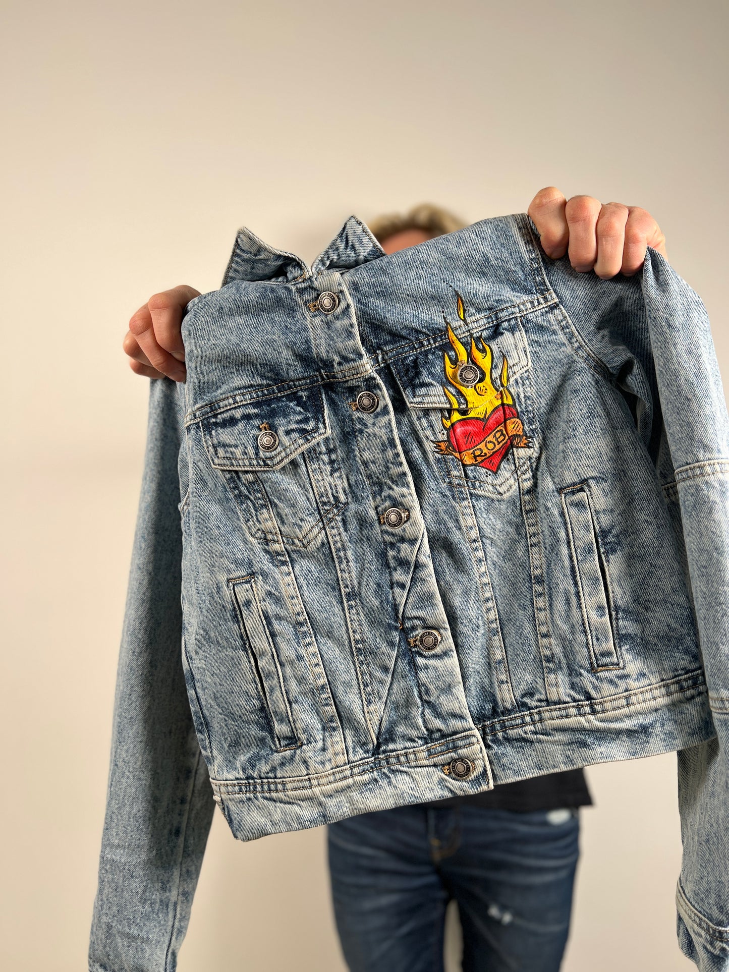 "Forever" Free People - Custom Hand Painted Denim Jacket
