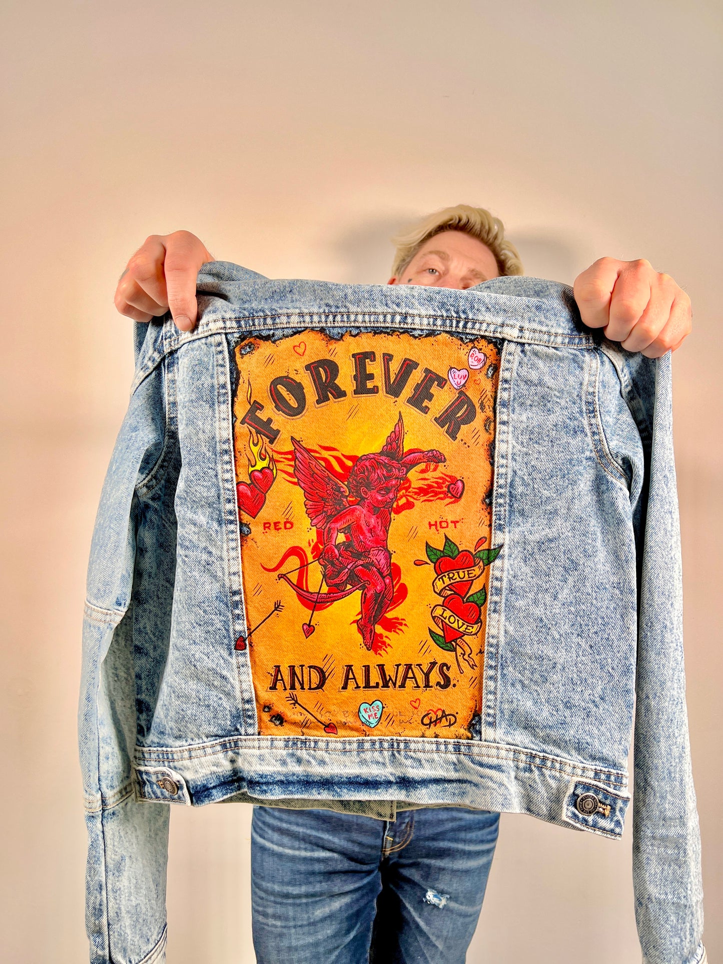 "Forever" Free People - Custom Hand Painted Denim Jacket