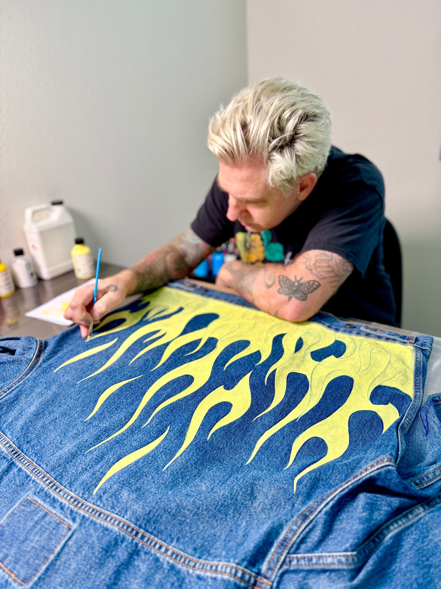 Flames - Custom Hand Painted Levi's Denim Jacket
