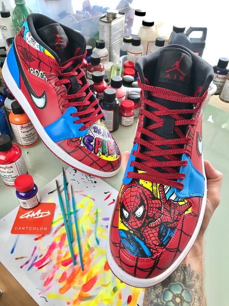 Spider-Man Custom Hand painted Jordan Shoes – chadcantcolor