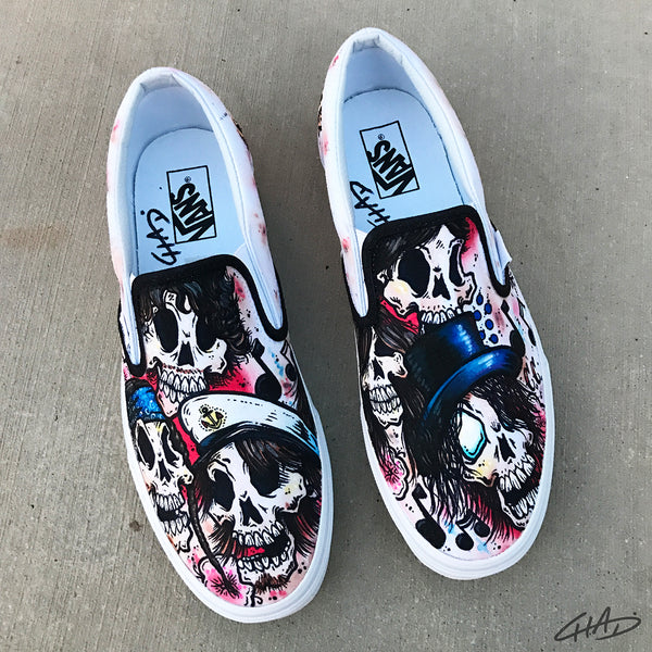 Snake Eyes Custom Hand Painted Vans Authentic Shoes – chadcantcolor