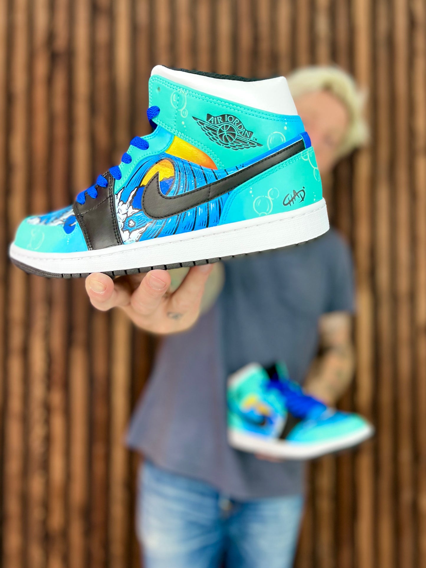 Wavy - Custom Hand Painted Jordan Retro 1 Shoes