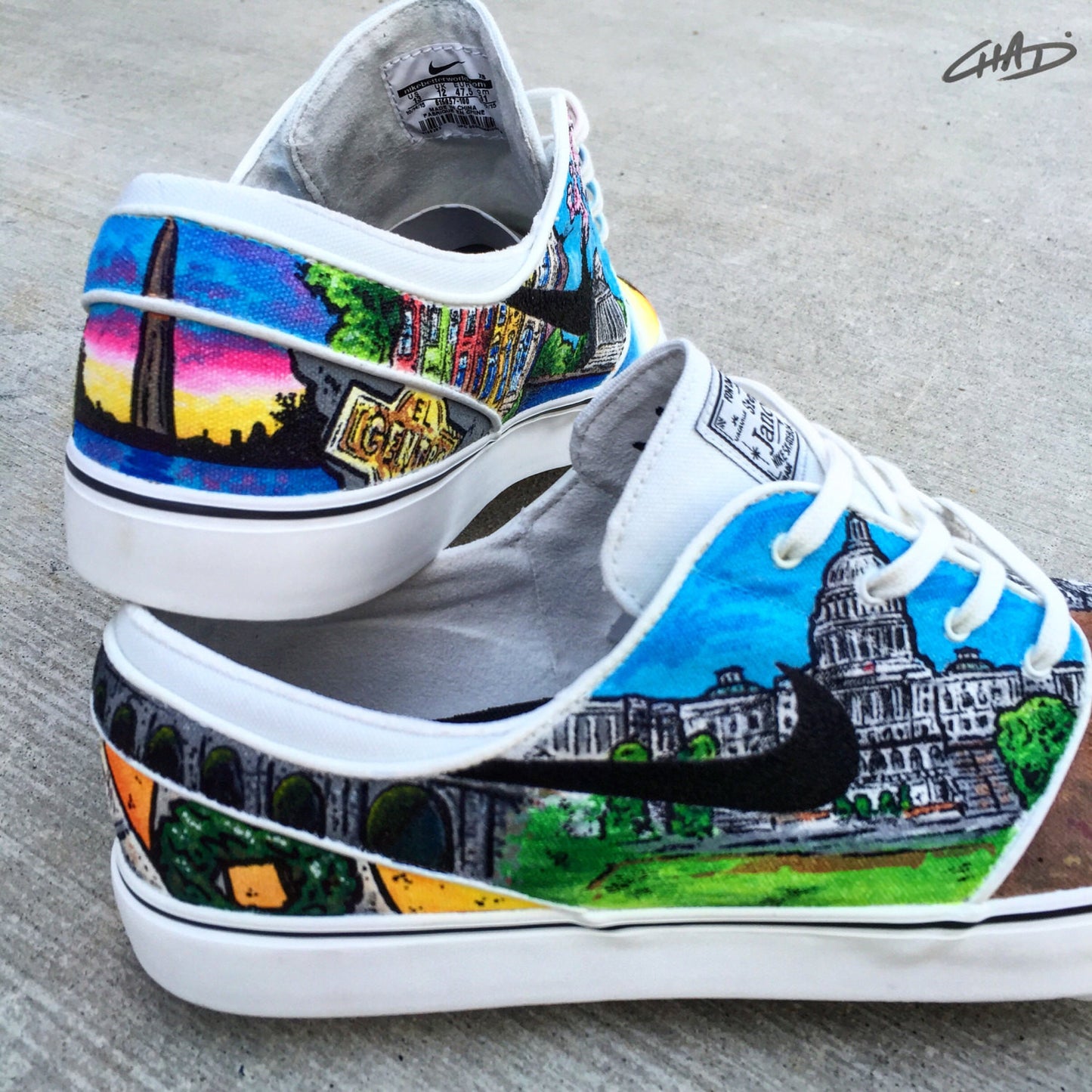Spots of DC custom hand painted Nike SB Janoski shoes