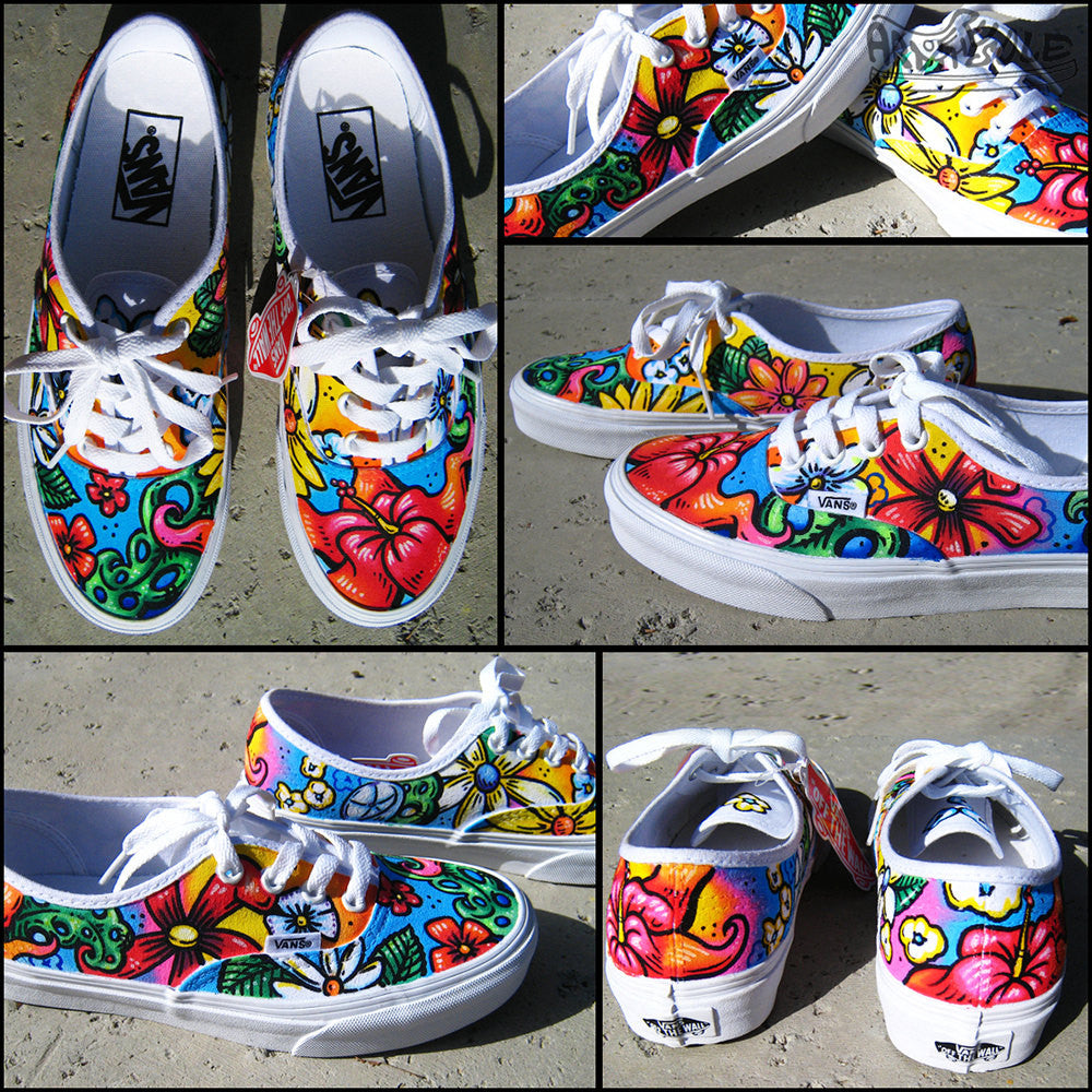 ALOHA! Custom Hand Painted Vans Authentics Shoes