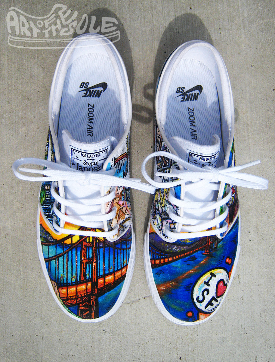 I LOVE SF - Custom Hand Painted Nike Janoski Shoes