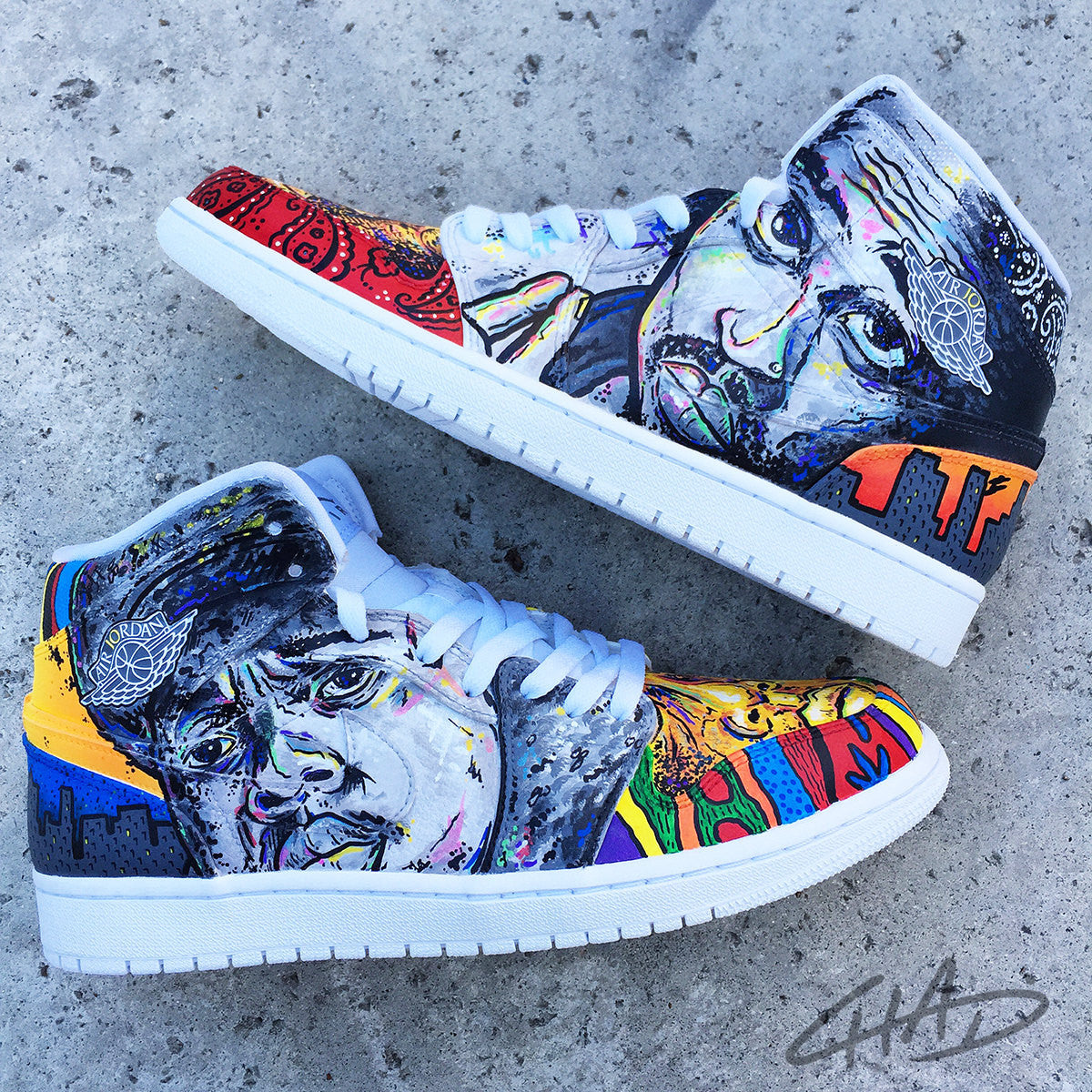 LEGENDS - Tupac and Biggie Custom Hand Painted Jordan retro 1 shoes
