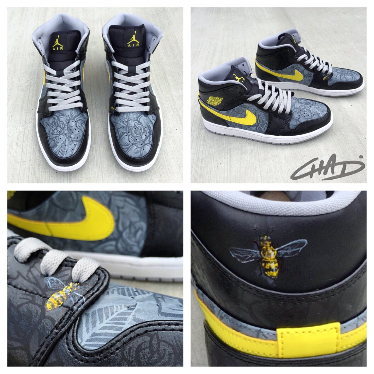 Shadow Rose - Custom Hand Painted NIKE JORDAN 1's
