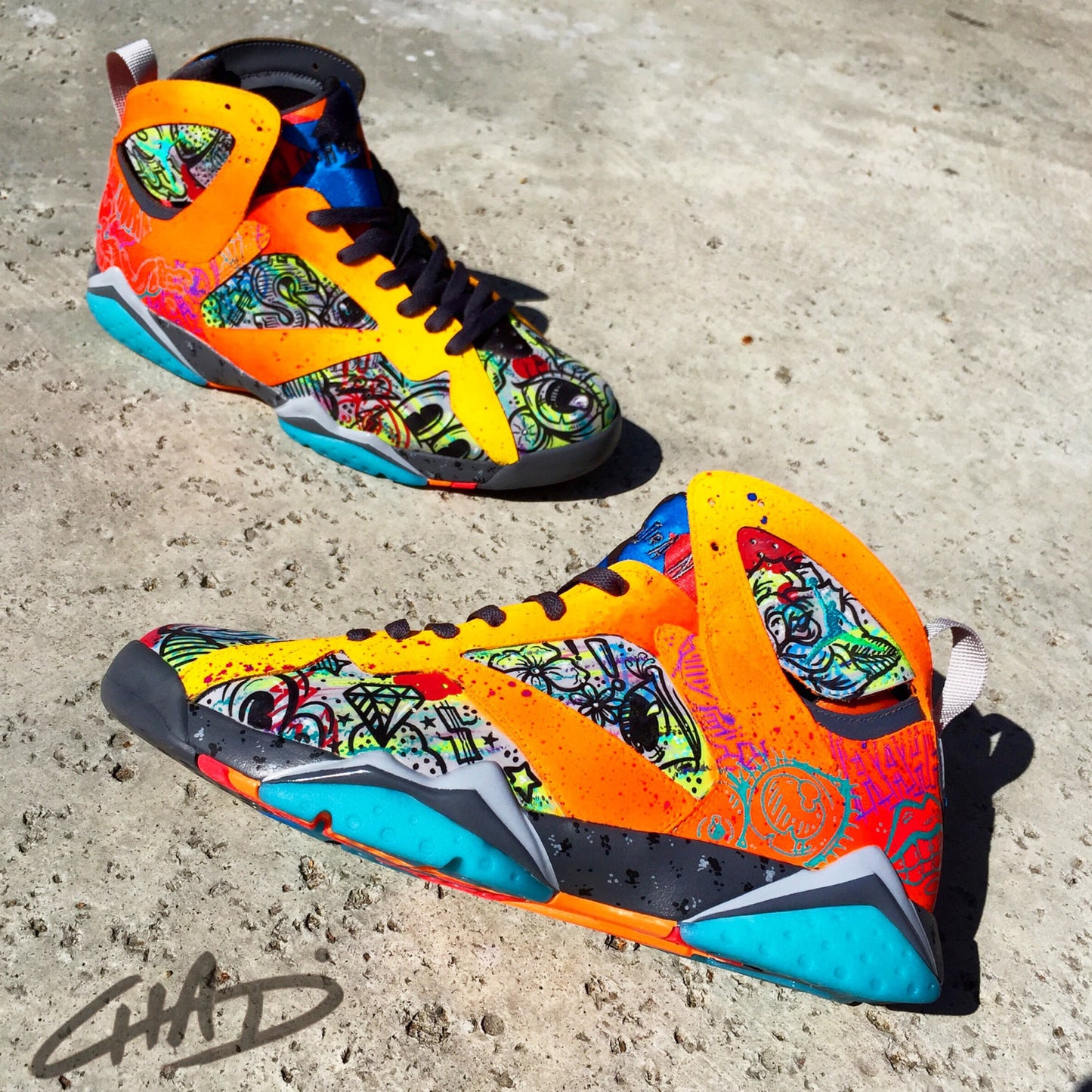 Battery Acid - Custom Painted NIKE JORDAN 7's