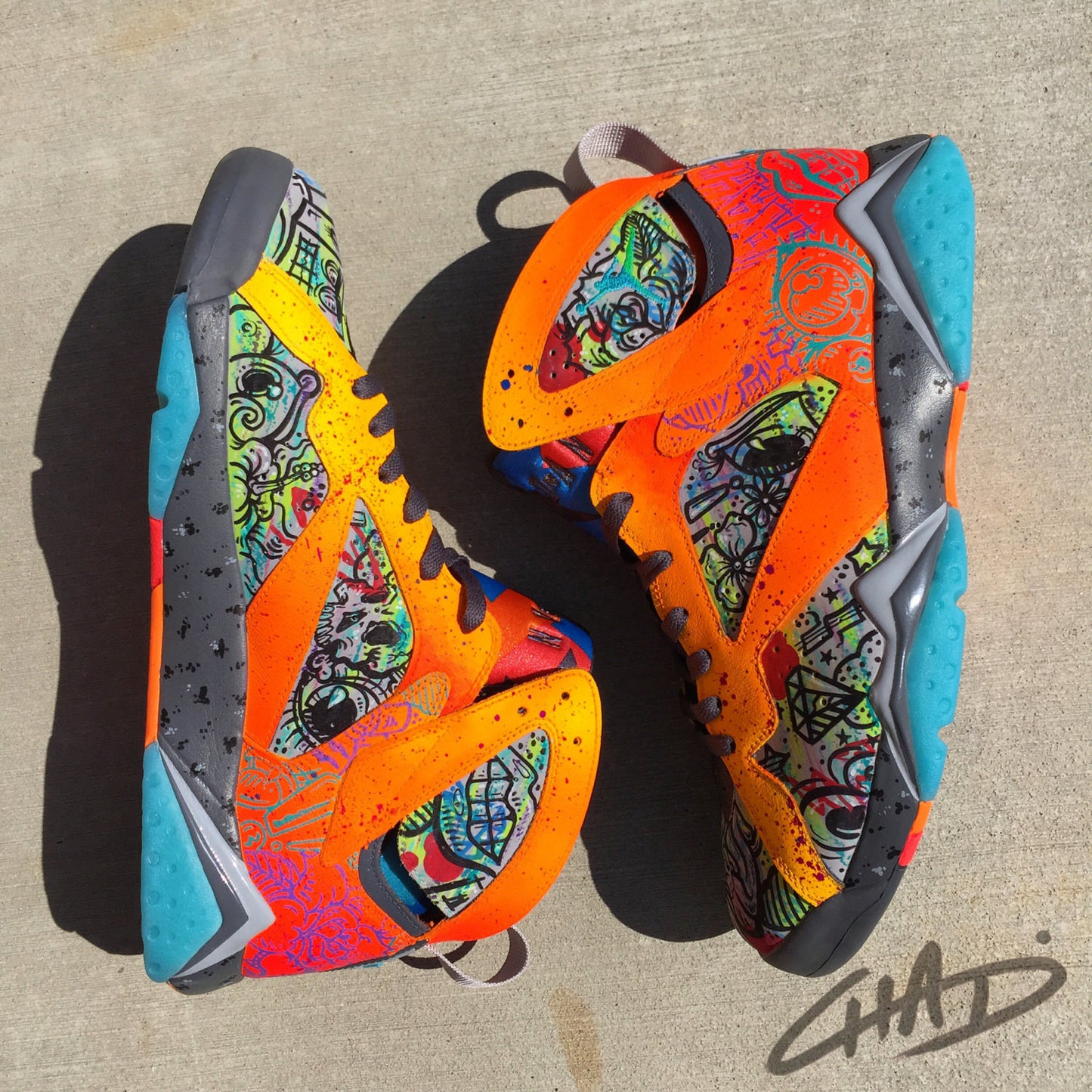 Battery Acid - Custom Painted NIKE JORDAN 7's