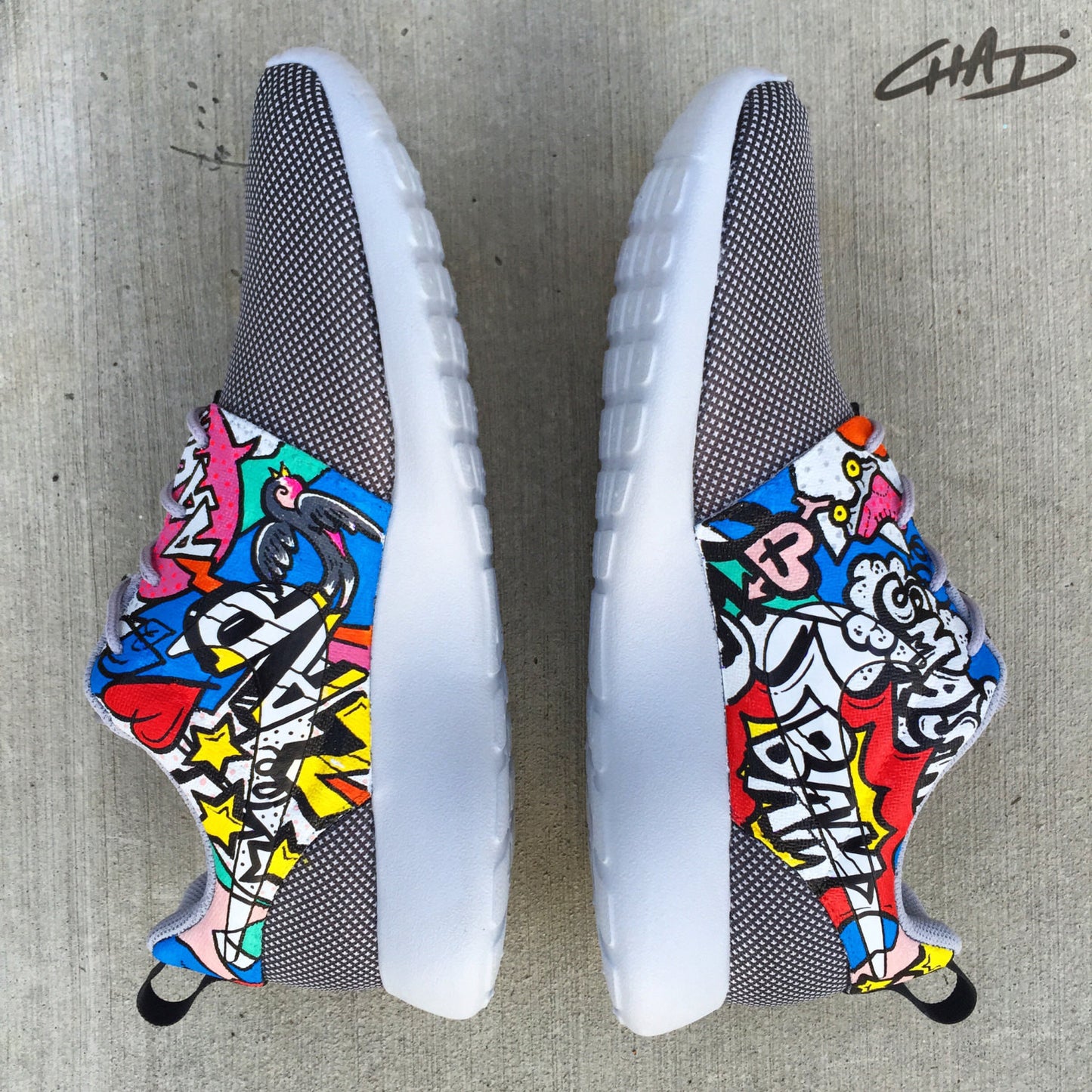 Bam Pow Comic Pop Art hand painted Nike Roshe shoes
