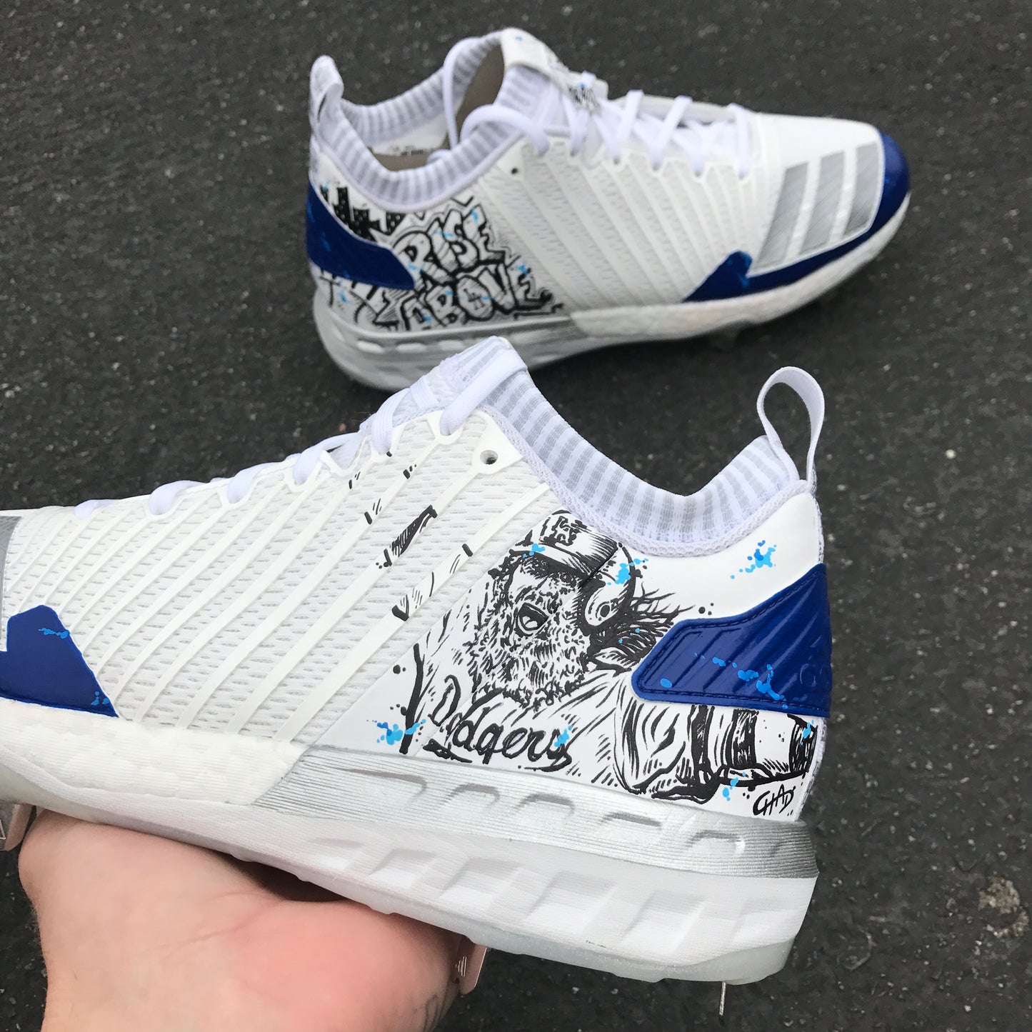 Rise Above - Justin Turner LA Dodgers Custom Adidas Baseball cleats