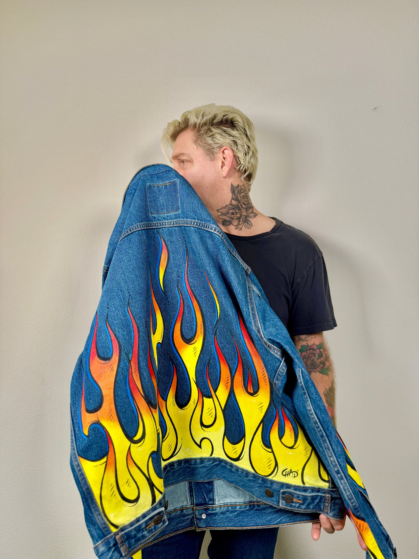 Flames - Custom Hand Painted Levi's Denim Jacket