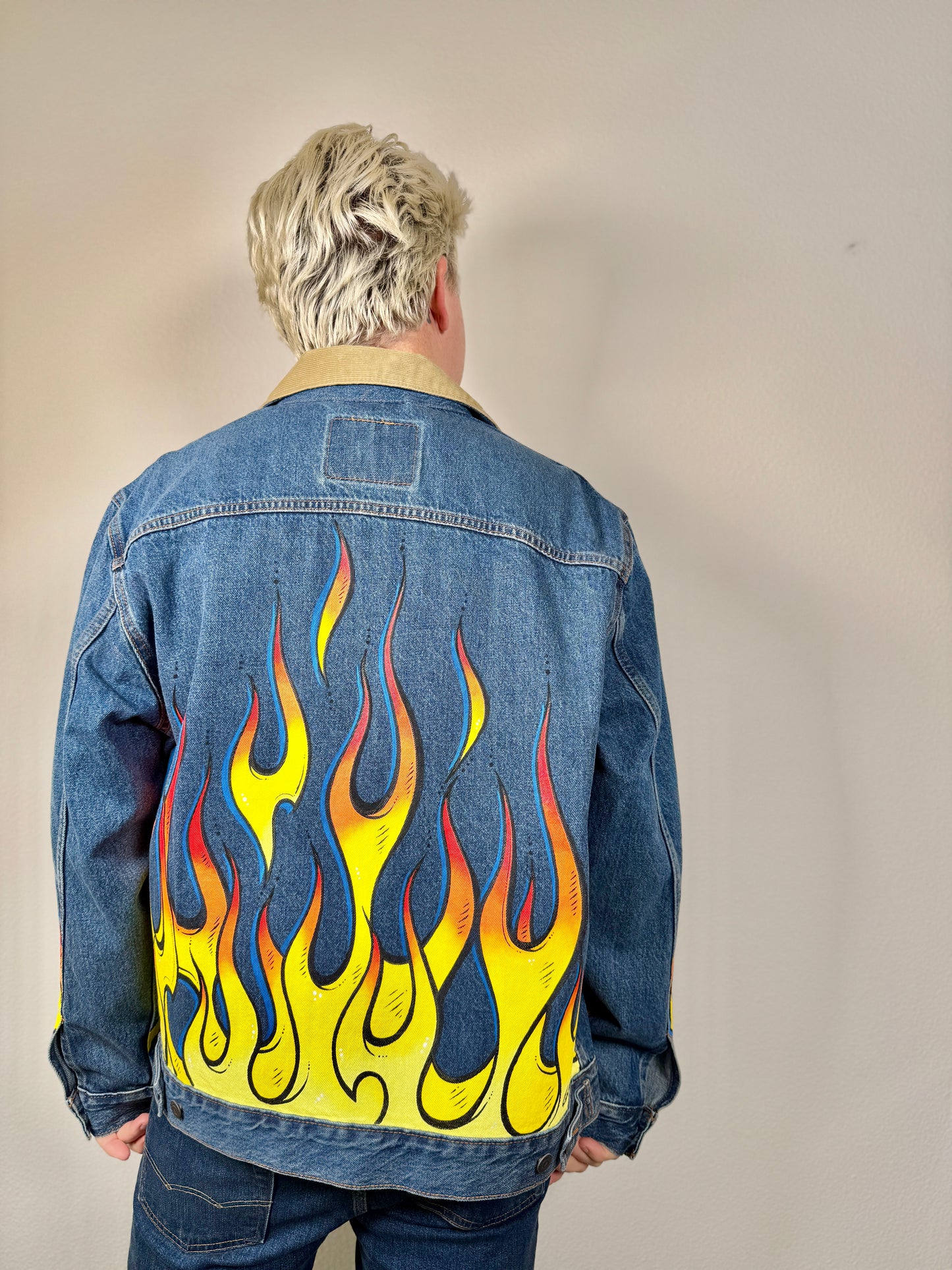 Flames - Custom Hand Painted Levi's Denim Jacket