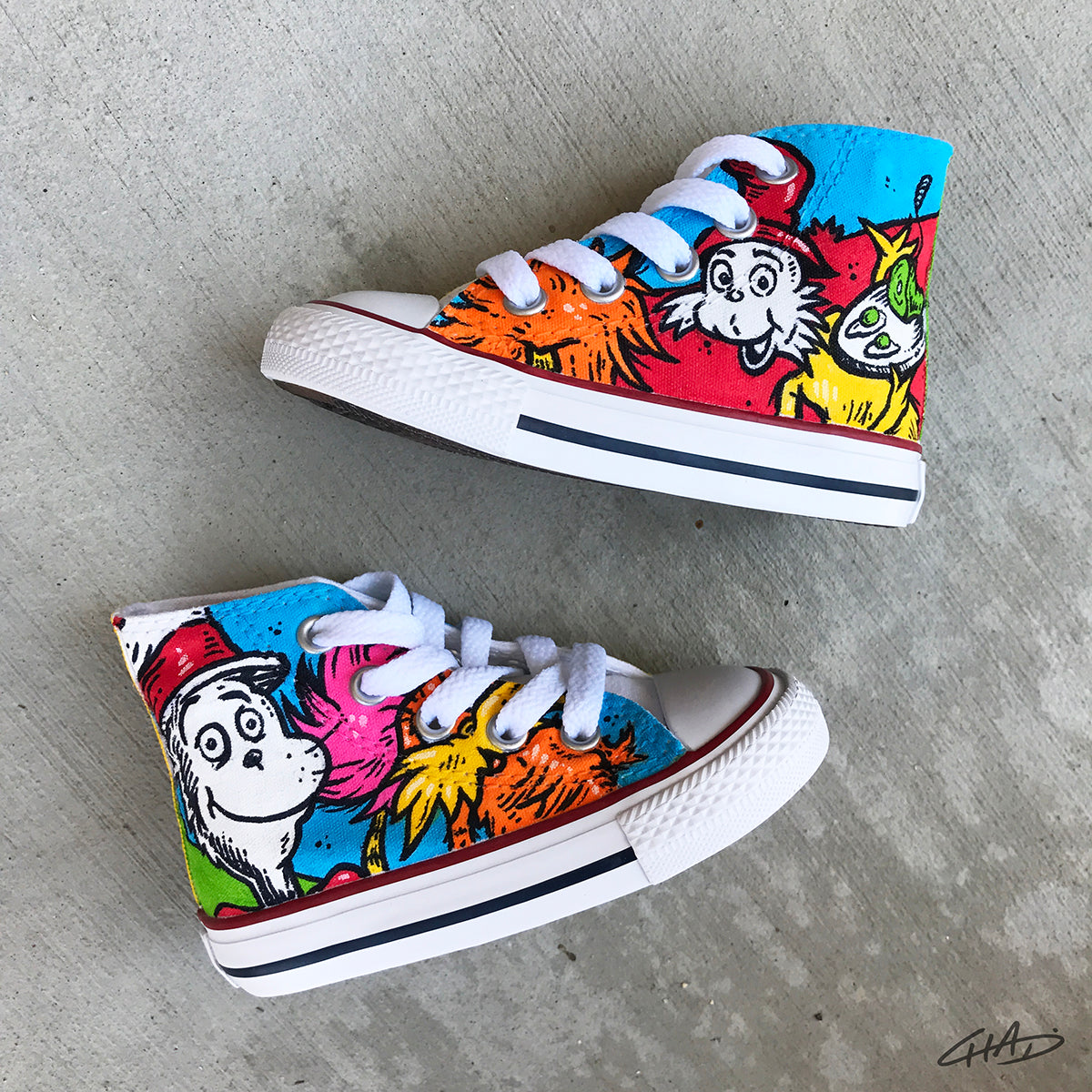Dr. Seuss Custom Hand Painted Toddler Converse Chucks