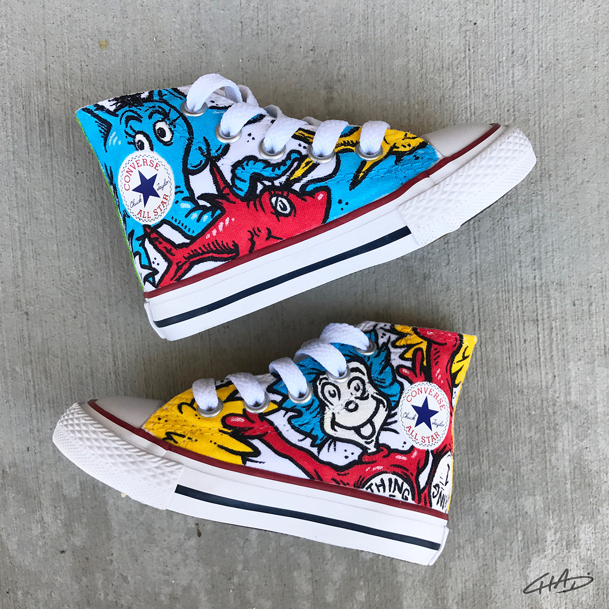 Dr. Seuss Custom Hand Painted Toddler Converse Chucks