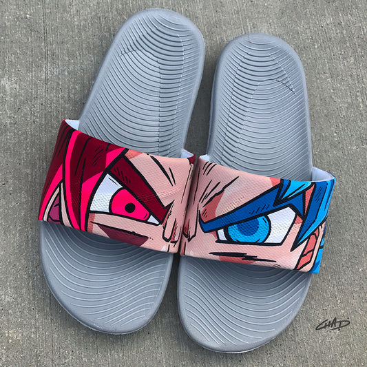 Custom "Character Mash Up" Hand Painted Nike Slides aka Sandals, Flip Flops