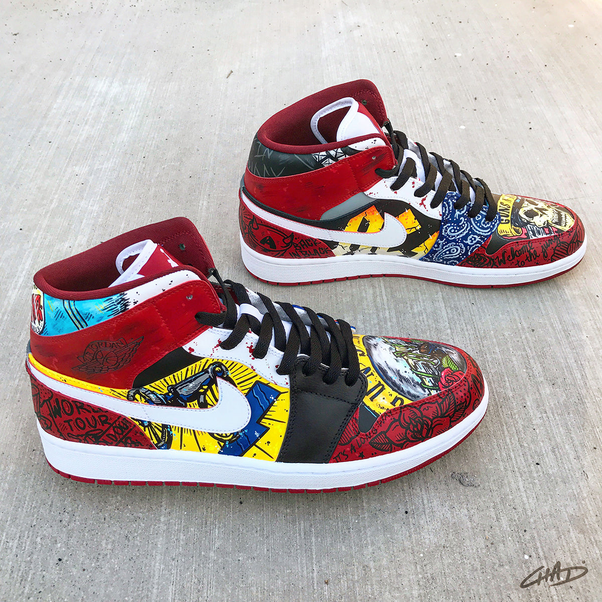 Gods of Rock GNR Custom Hand Painted Jordan Retro 1 Shoes