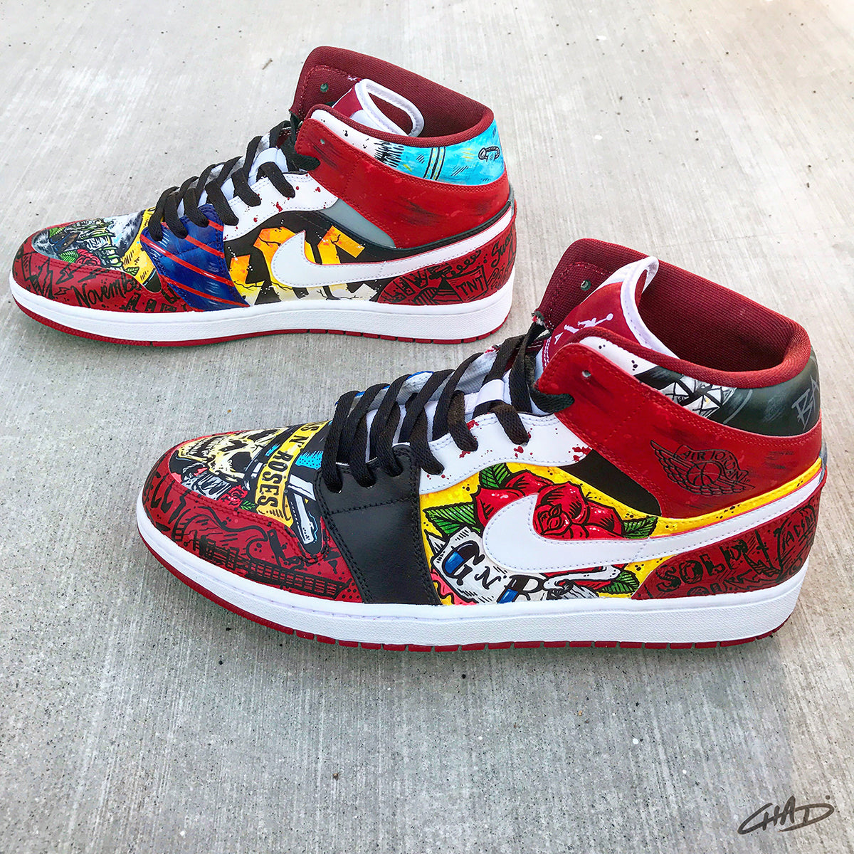 Gods of Rock GNR Custom Hand Painted Jordan Retro 1 Shoes