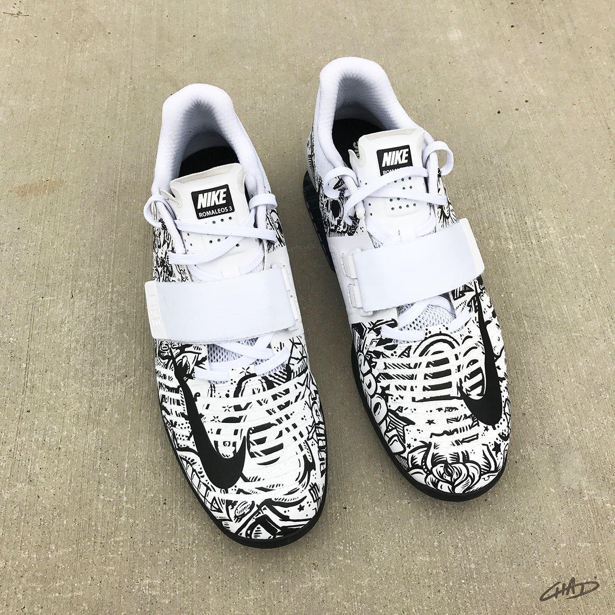 Doodles Hand painted Nike Romaleos 3 White olympic weightlifting crossfit shoes