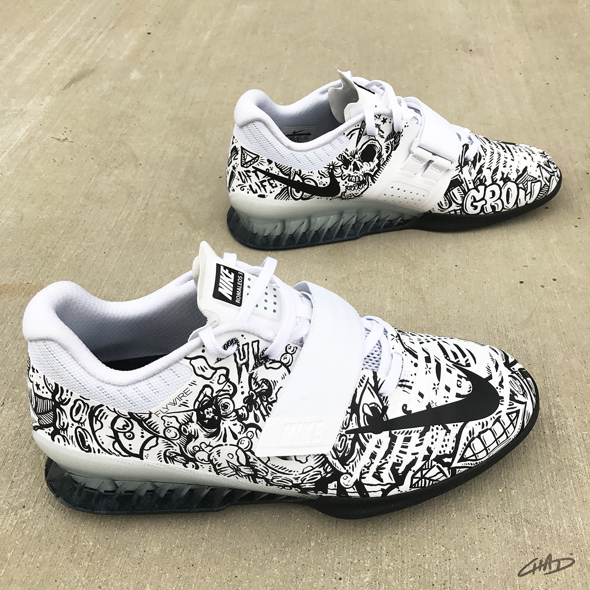 Doodles Hand painted Nike Romaleos 3 White olympic weightlifting crossfit shoes