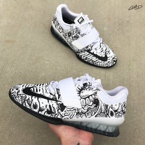 Doodles Hand painted Nike Romaleos 3 White olympic weightlifting crossfit shoes