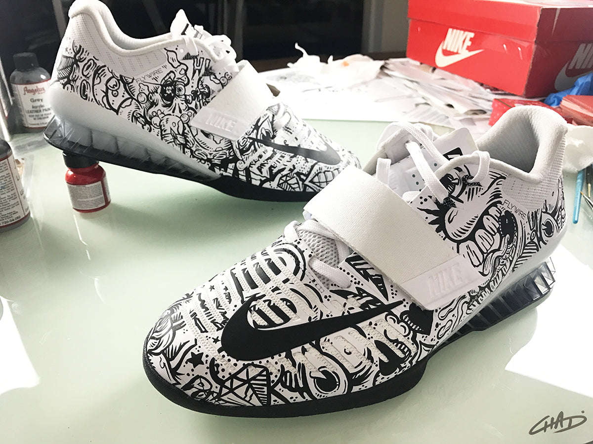 Doodles Hand painted Nike Romaleos 3 White olympic weightlifting crossfit shoes