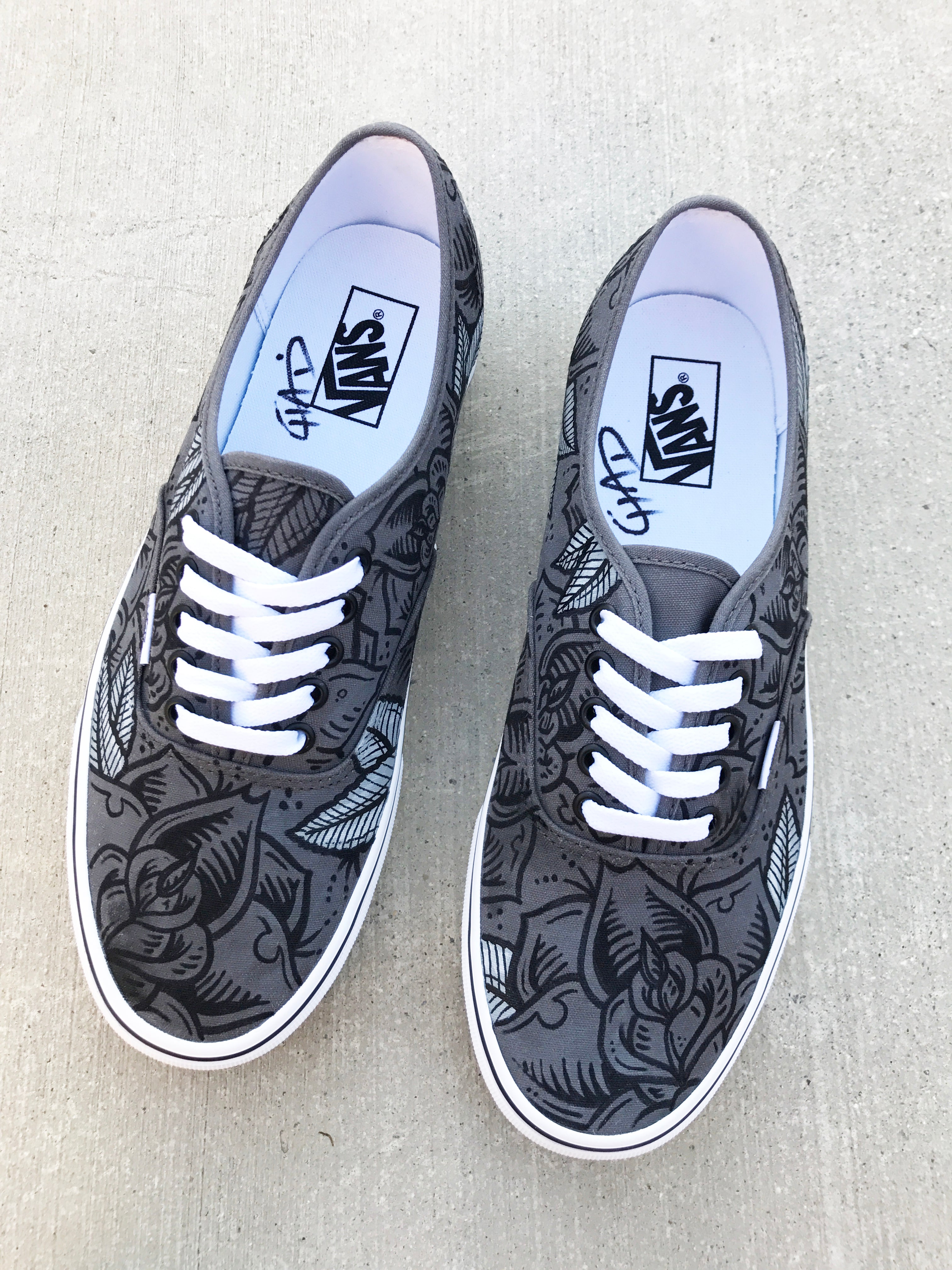 Dark Roses - Custom hand painted Vans Authentic shoes