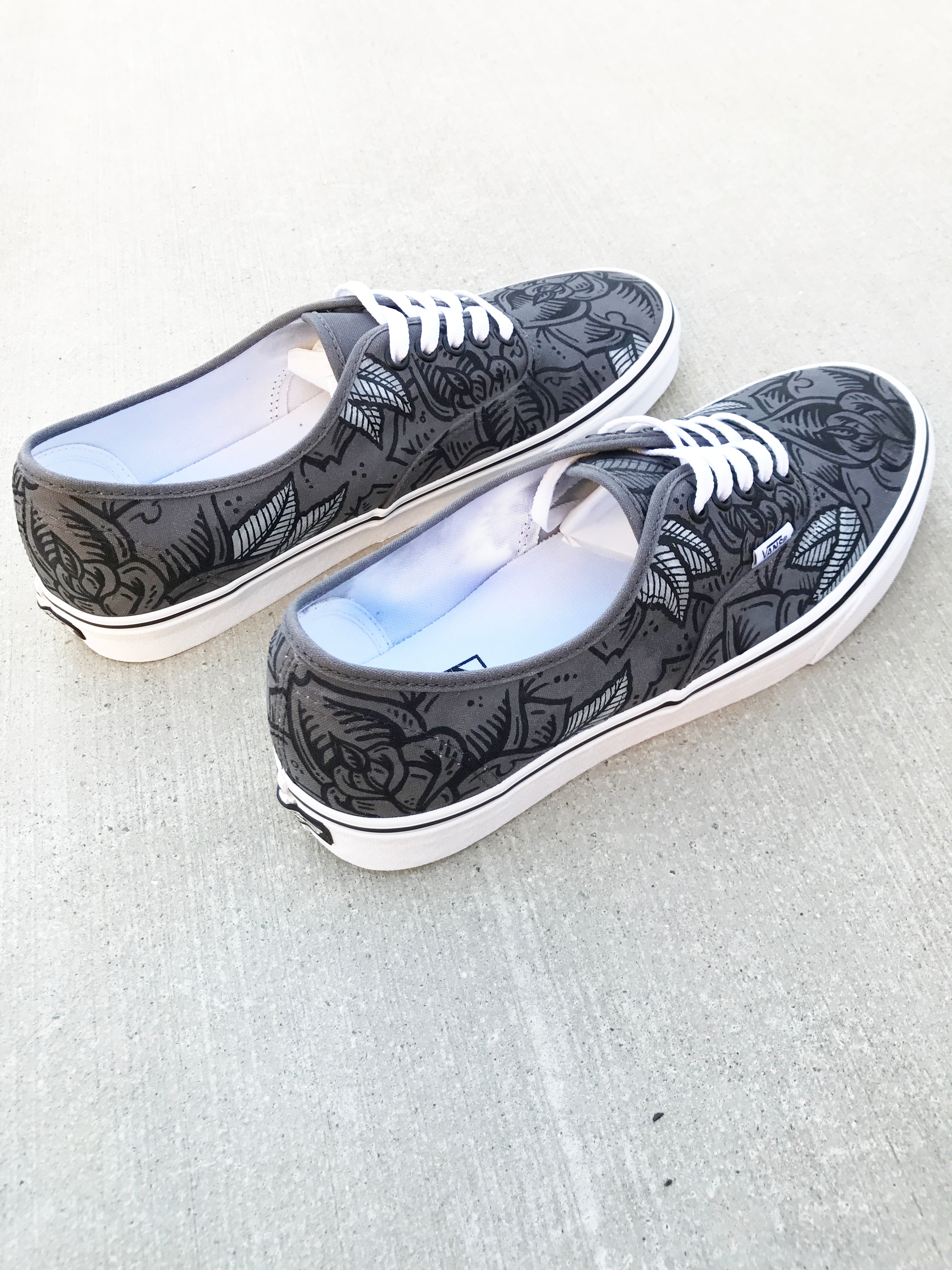 Dark Roses - Custom hand painted Vans Authentic shoes