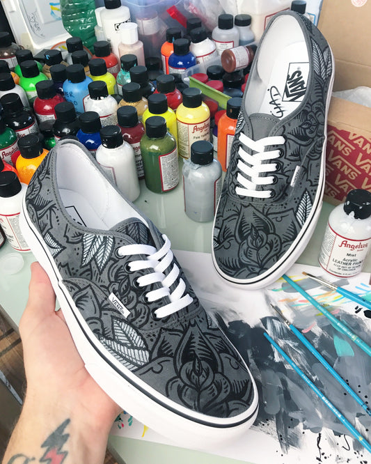 Dark Roses - Custom hand painted Vans Authentic shoes