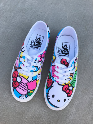 Hello Kitty Custom Hand Painted Vans Authentics Shoes
