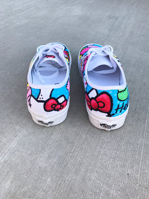Hello Kitty Custom Hand Painted Vans Authentics Shoes