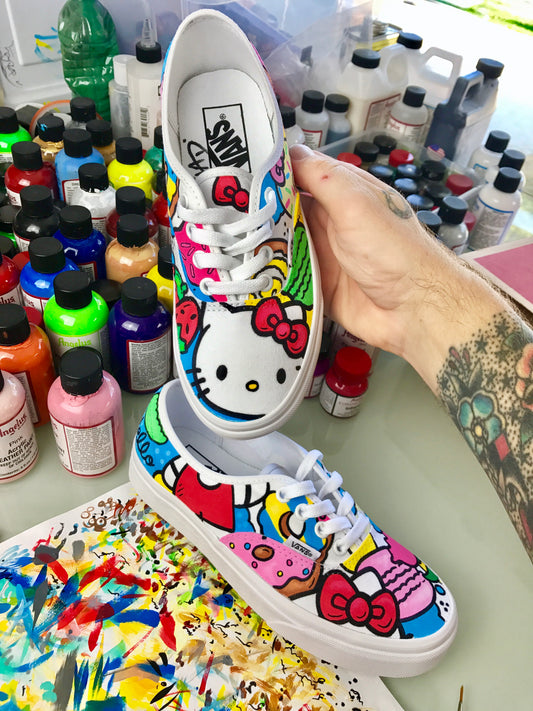 Hello Kitty Custom Hand Painted Vans Authentics Shoes