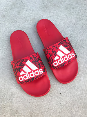 Rose Garden - Hand Painted Adidas Slides aka Sandals, Flip Flops