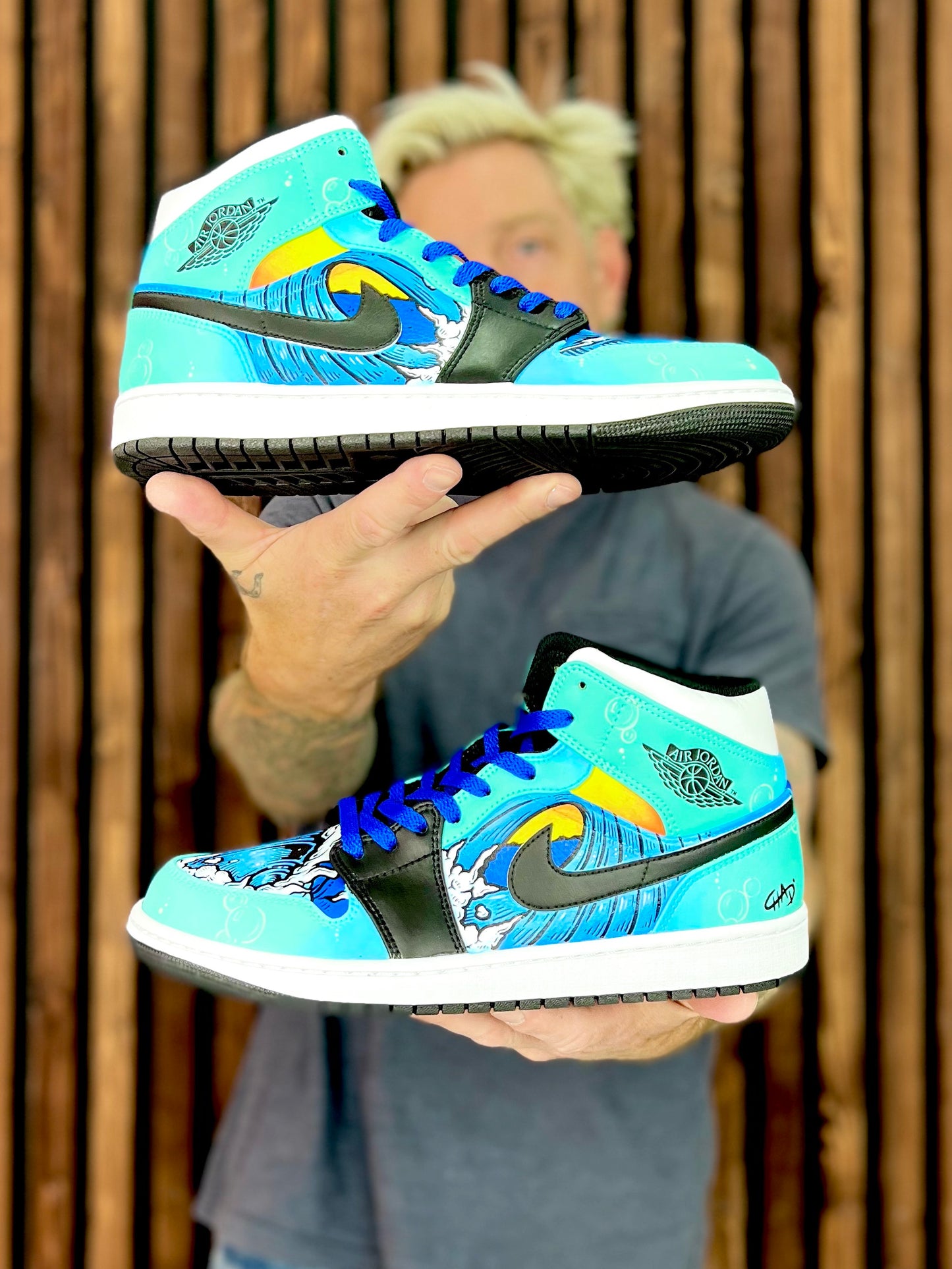 Wavy - Custom Hand Painted Jordan Retro 1 Shoes