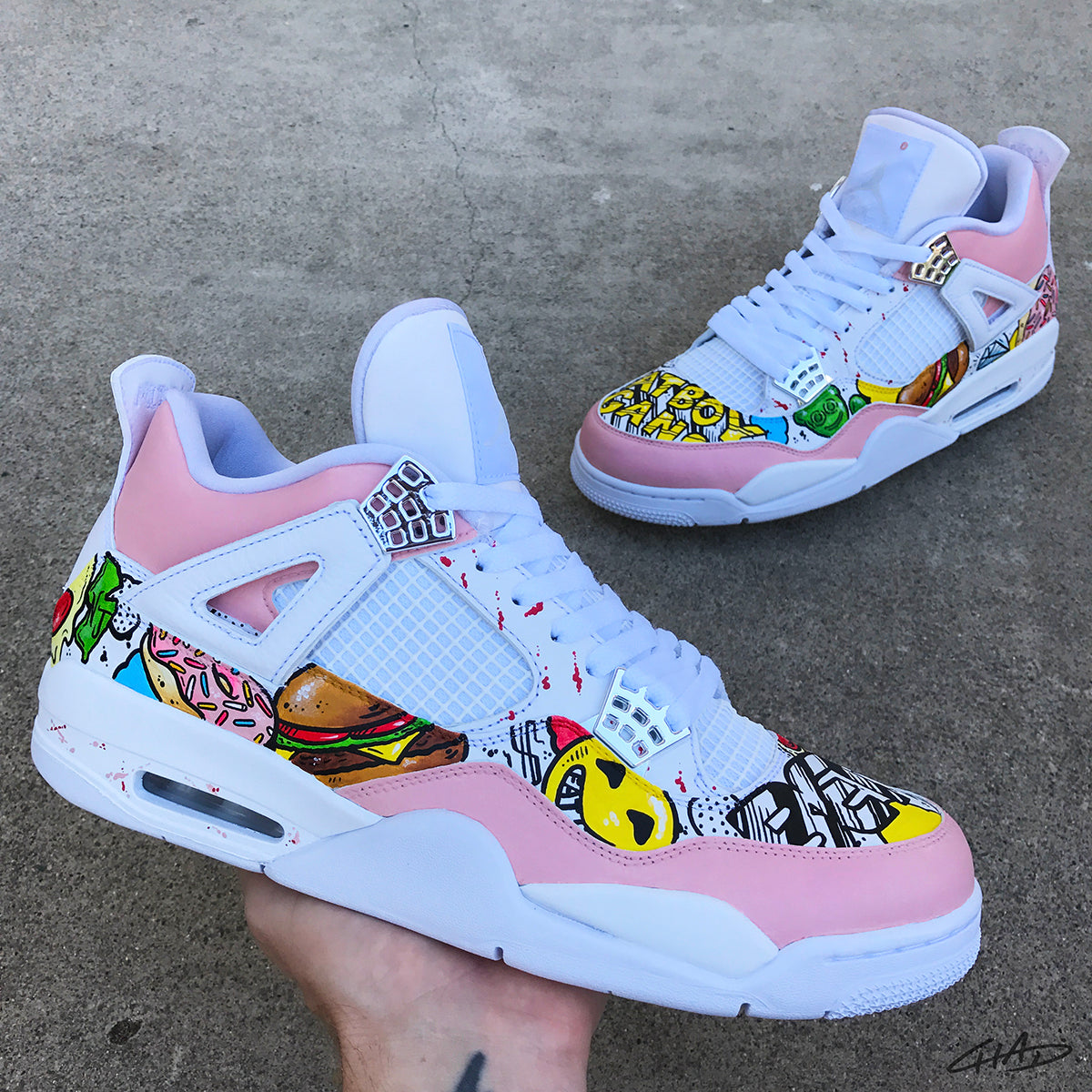 Fast Food 4's - Custom Hand Painted retro 4 shoes –