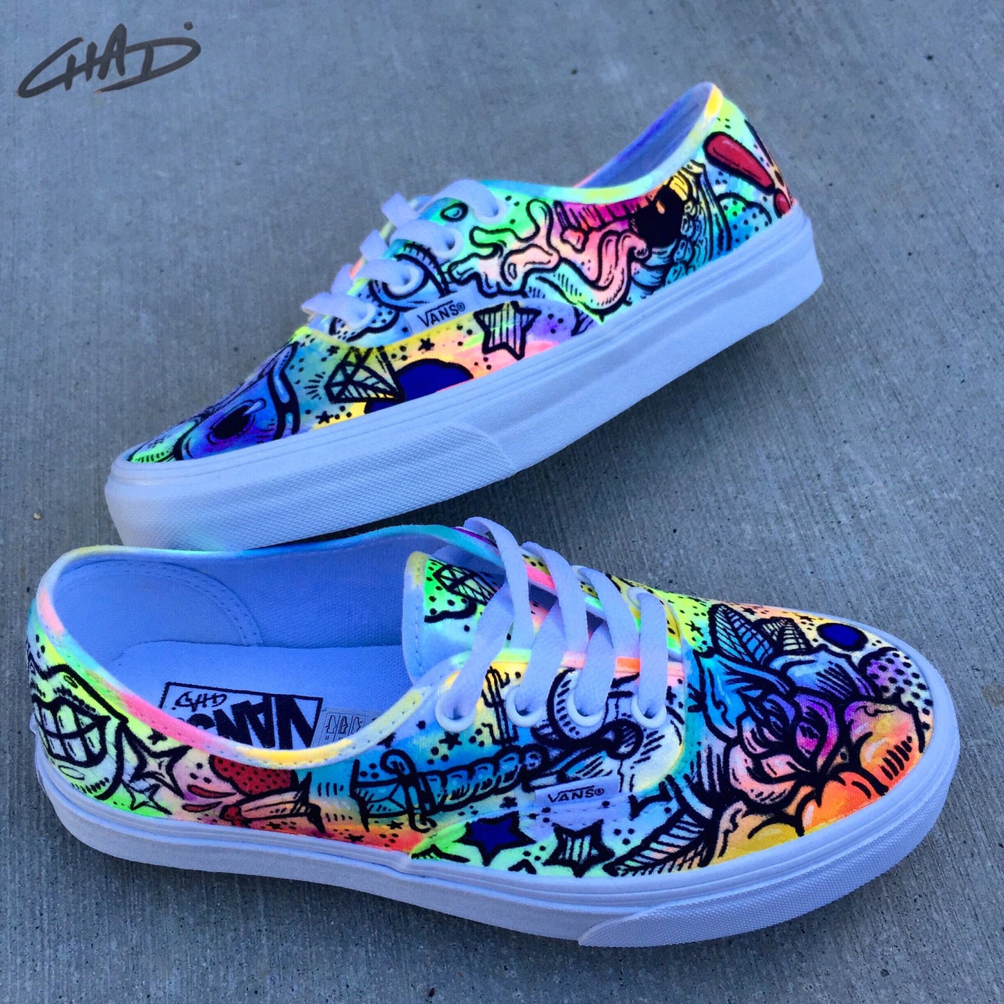 Battery Acid Hand Painted Vans Authentics Shoes