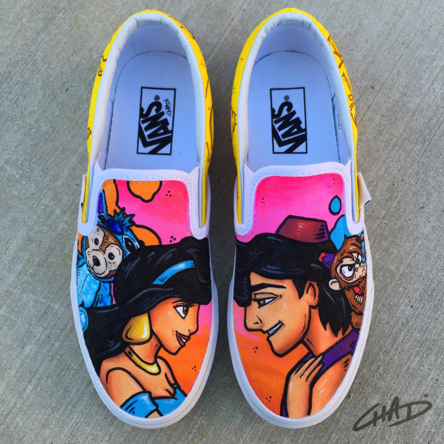 Aladdin Hand Painted Vans Slip On shoes
