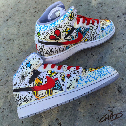 Tattooed - Custom Hand Painted Jordan retro 1's