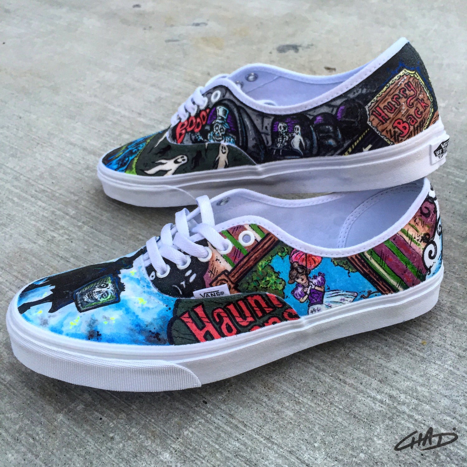 Disney's Haunted Mansion theme hand painted Vans shoes