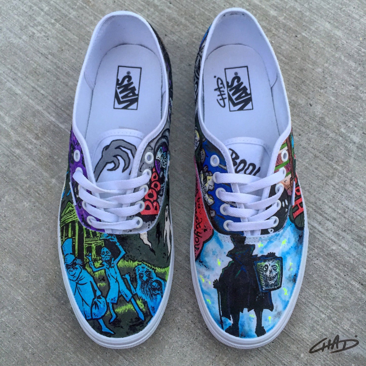 Disney's Haunted Mansion theme hand painted Vans shoes