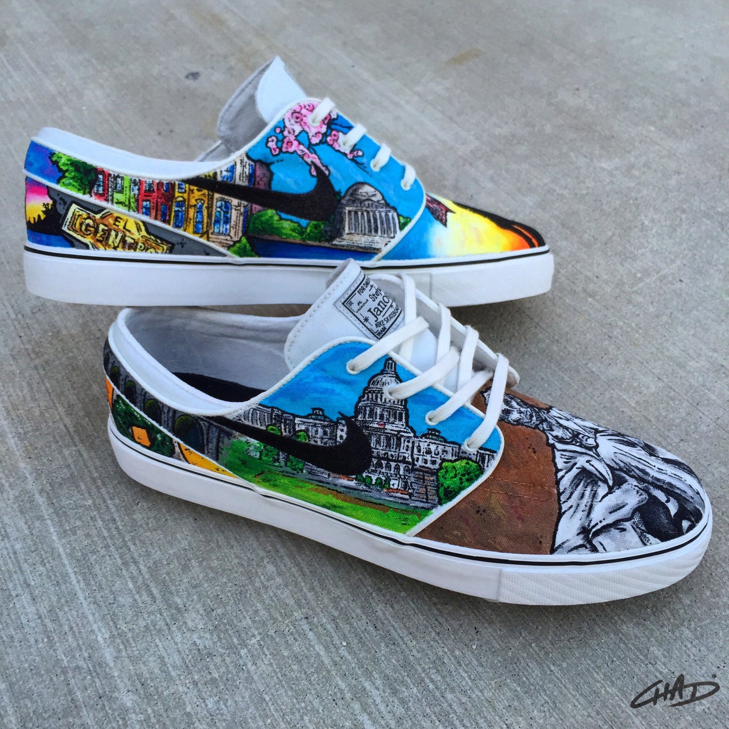 Spots of DC custom hand painted Nike SB Janoski shoes