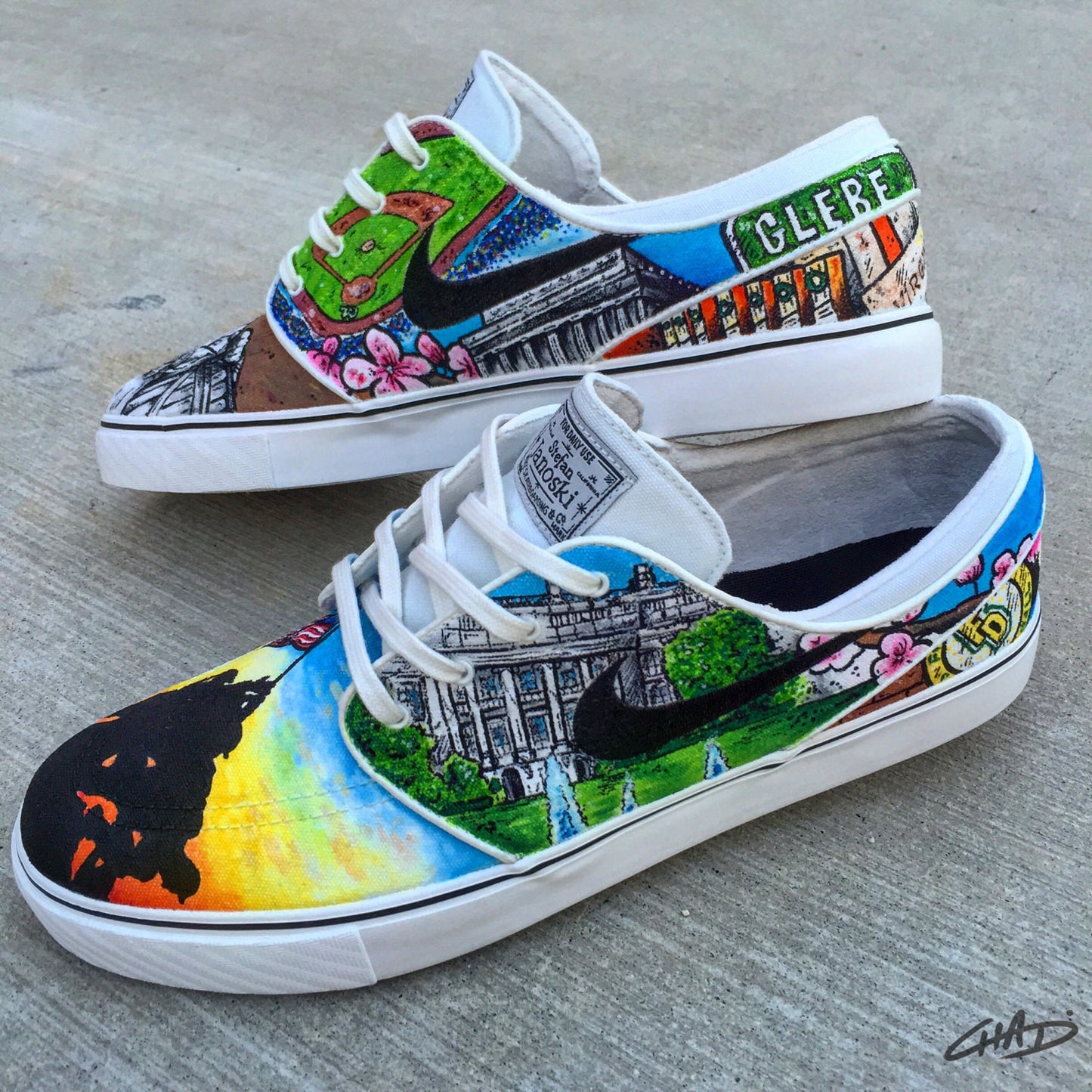 Spots of DC custom hand painted Nike SB Janoski shoes