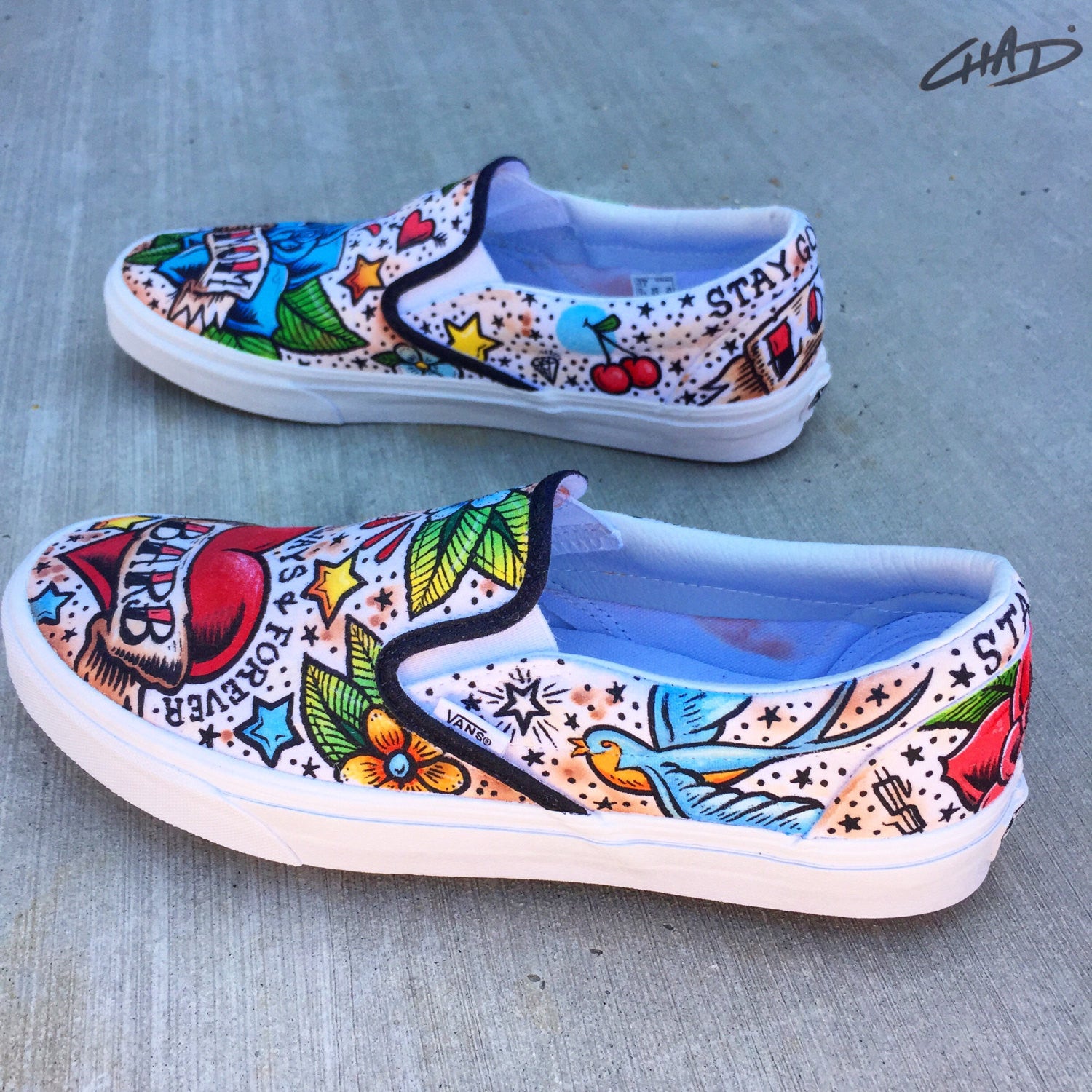 Mom - Tattoo hand painted Vans shoes –