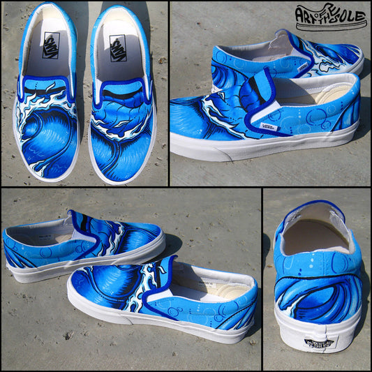 Hang Ten Custom Hand Painted Vans Classic Slip Ons