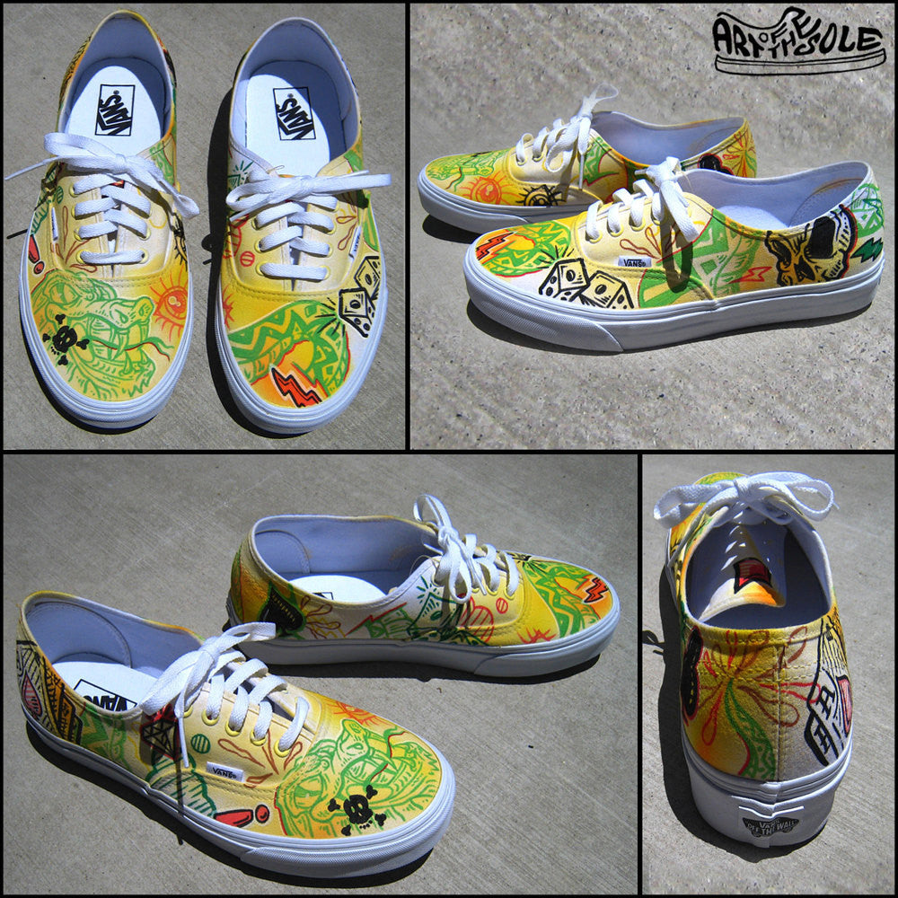 Snake Eyes Custom Hand Painted Vans Authentic Shoes – chadcantcolor
