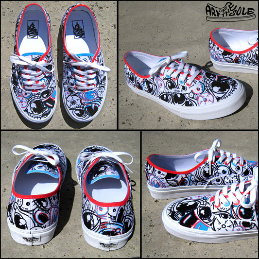 3D Vision Hand Painted Vans Authentic Shoes