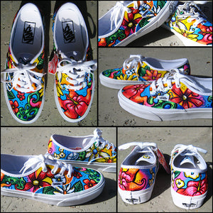 ALOHA! Custom Hand Painted Vans Authentics Shoes – chadcantcolor