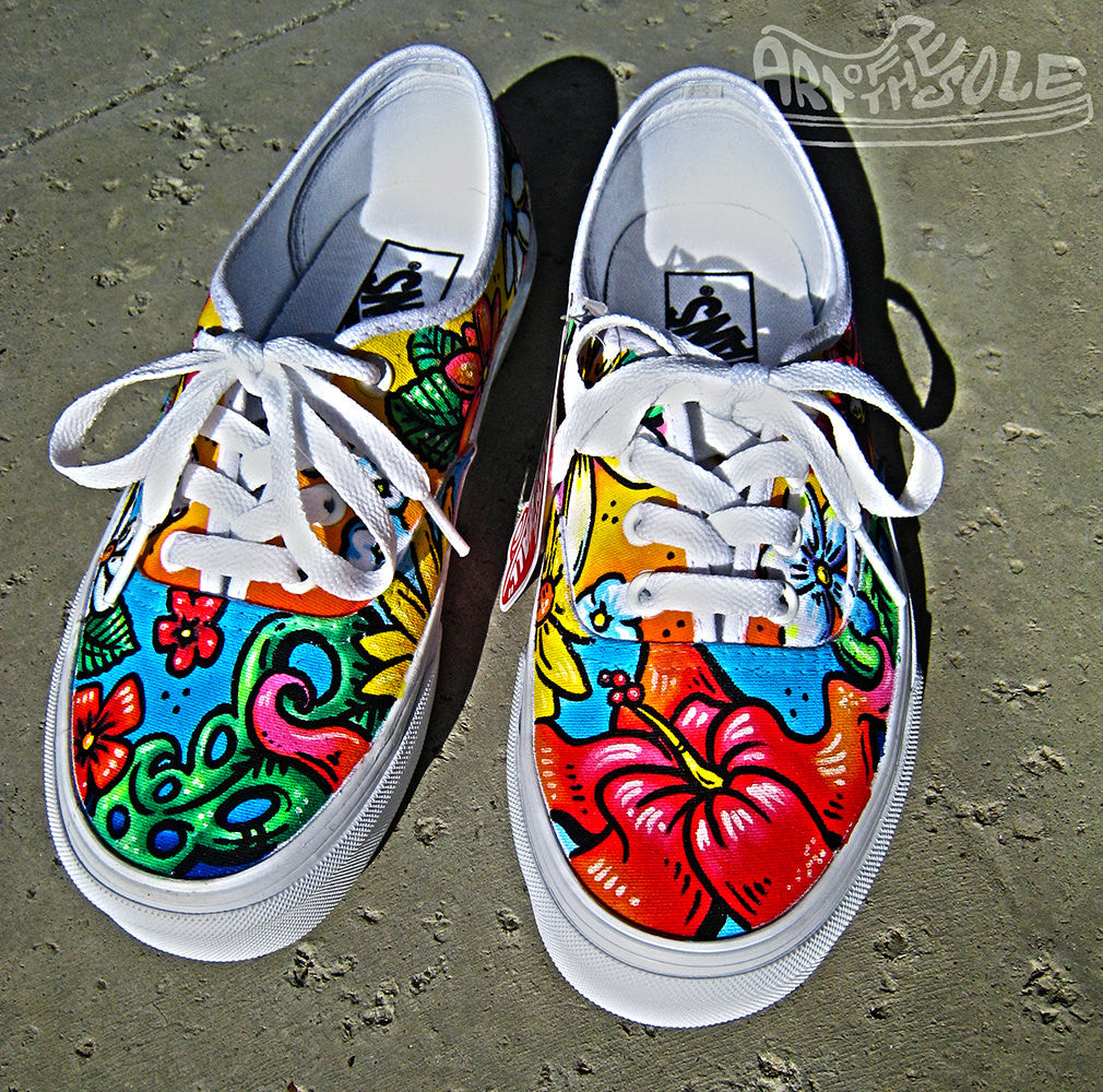 ALOHA! Custom Hand Painted Vans Authentics Shoes