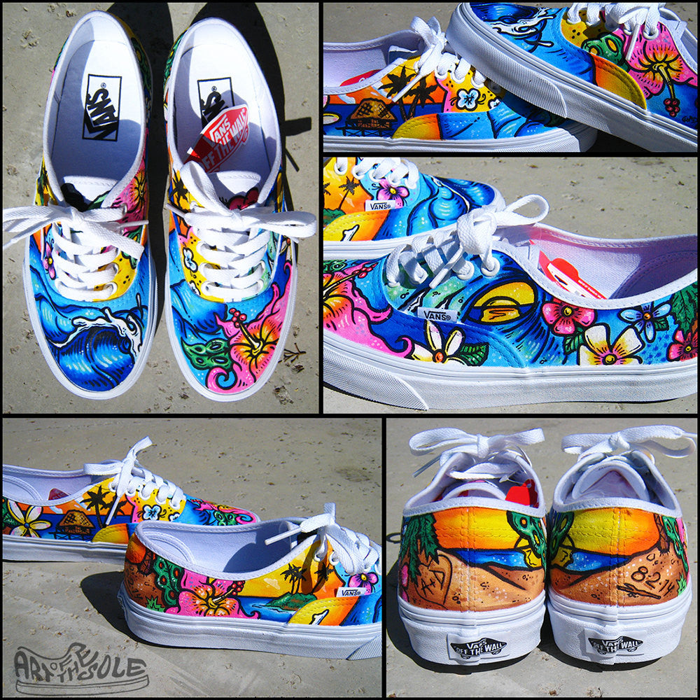 Ticket to Paradise Custom Hand Painted Vans Authentic Shoes